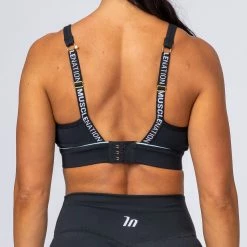 Muscle Nation HIIT Bra - Black With Blue Womens