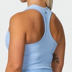Muscle Nation Classic Rib Cropped Tank - Periwinkle Welcome To The Club