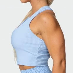 Muscle Nation Classic Rib Cropped Tank - Periwinkle Welcome To The Club