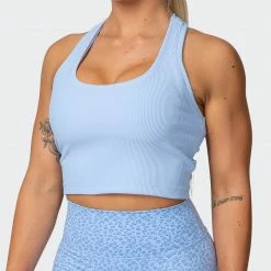 Muscle Nation Classic Rib Cropped Tank - Periwinkle Welcome To The Club