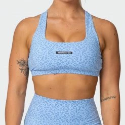 Muscle Nation Flex Bra - Periwinkle Mini Cheetah Print