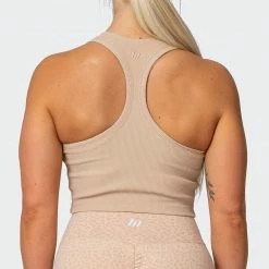 Muscle Nation Classic Rib Cropped Tank - Brown Sugar