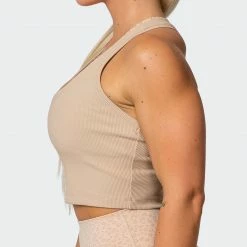 Muscle Nation Classic Rib Cropped Tank - Brown Sugar