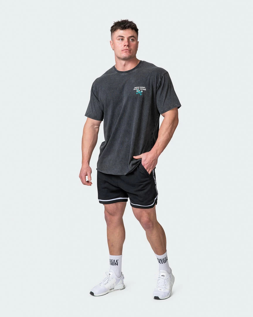 Flash Sale โจ Muscle Nation Mens MN Club Oversized Vintage Tee - Washed Black ๐ 9 Muscle Nation Mens MN Club Oversized Vintage Tee - Washed Black