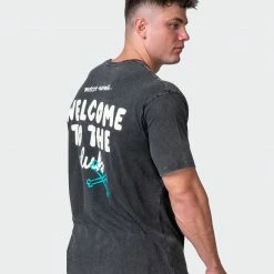 Muscle Nation Mens MN Club Oversized Vintage Tee - Washed Black