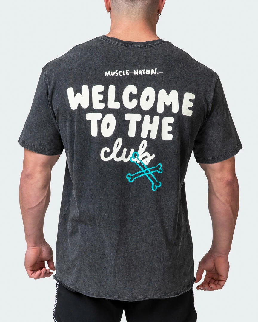 Flash Sale โจ Muscle Nation Mens MN Club Oversized Vintage Tee - Washed Black ๐ 8 Muscle Nation Mens MN Club Oversized Vintage Tee - Washed Black