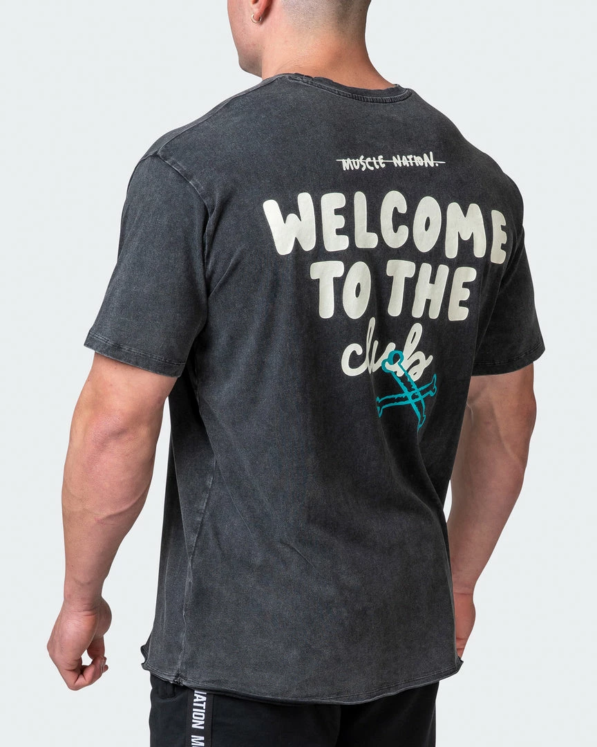 Flash Sale โจ Muscle Nation Mens MN Club Oversized Vintage Tee - Washed Black ๐ 7 Muscle Nation Mens MN Club Oversized Vintage Tee - Washed Black