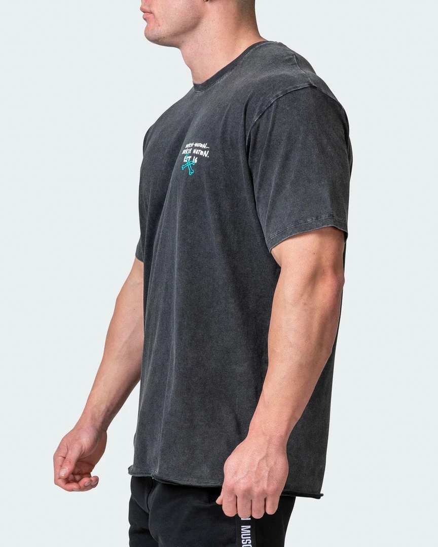 Flash Sale โจ Muscle Nation Mens MN Club Oversized Vintage Tee - Washed Black ๐ 6 Muscle Nation Mens MN Club Oversized Vintage Tee - Washed Black