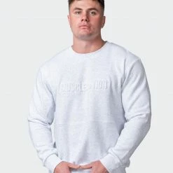 Muscle Nation Welcome To The Club Mens Lounge Jumper - White Marl