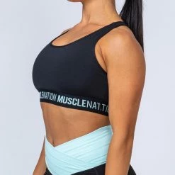 Muscle Nation Knockout Bra - Black With Sky Blue Womens