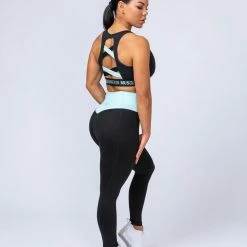Muscle Nation Knockout Bra - Black With Sky Blue Womens