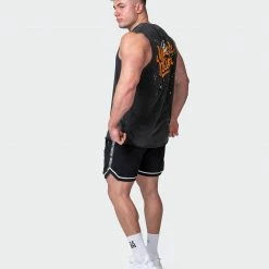 Muscle Nation Mens Graffiti Tag Vintage Tank - Washed Black