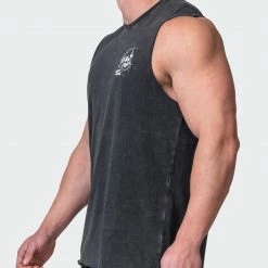 Muscle Nation Mens Graffiti Tag Vintage Tank - Washed Black