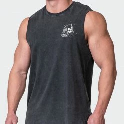 Muscle Nation Mens Graffiti Tag Vintage Tank - Washed Black