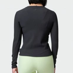 Muscle Nation Classic Ribbed Long Sleeve Top - Black Welcome To The Club