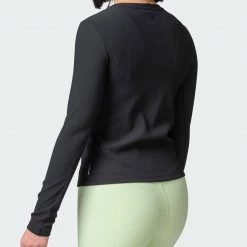 Muscle Nation Classic Ribbed Long Sleeve Top - Black Welcome To The Club