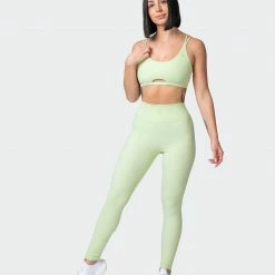 Muscle Nation Welcome To The Club Zero Rise Rib Ankle Length Leggings - Minty