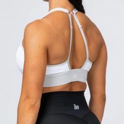 Muscle Nation Womens Locked & Loaded Bra - Grey/White