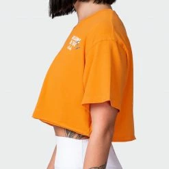 Muscle Nation Welcome To The Club MN Club Cropped Vintage Tee - Washed Fireball