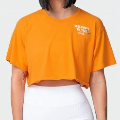 Muscle Nation Welcome To The Club MN Club Cropped Vintage Tee - Washed Fireball