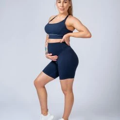 Muscle Nation 30% EOFY SALE Maternity Bike Shorts - Navy