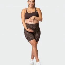 Muscle Nation Maternity Everyday Bike Short - Tonal Giraffe Print 30% EOFY SALE