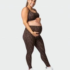 Muscle Nation Maternity Everyday Leggings - Tonal Giraffe Print 30% EOFY SALE