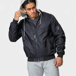 Muscle Nation Mens Bomber Jacket - Black Athletica