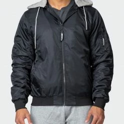 Muscle Nation Mens Bomber Jacket - Black Athletica