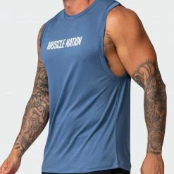 Muscle Nation Mens Burly Training Tank - Denim Blue