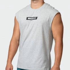 Muscle Nation 30% EOFY SALE Sleeveless Tee - Light Grey Marl