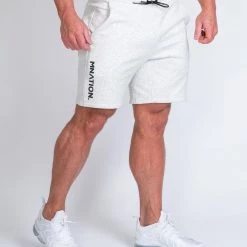 Muscle Nation Mens Casual Shorts - White Marl