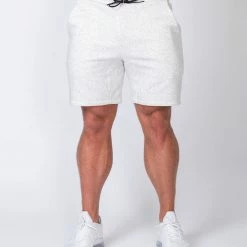 Promo 🧨 Muscle Nation Mens Casual Shorts - White Marl ❤️ 11 Muscle Nation Mens Casual Shorts - White Marl