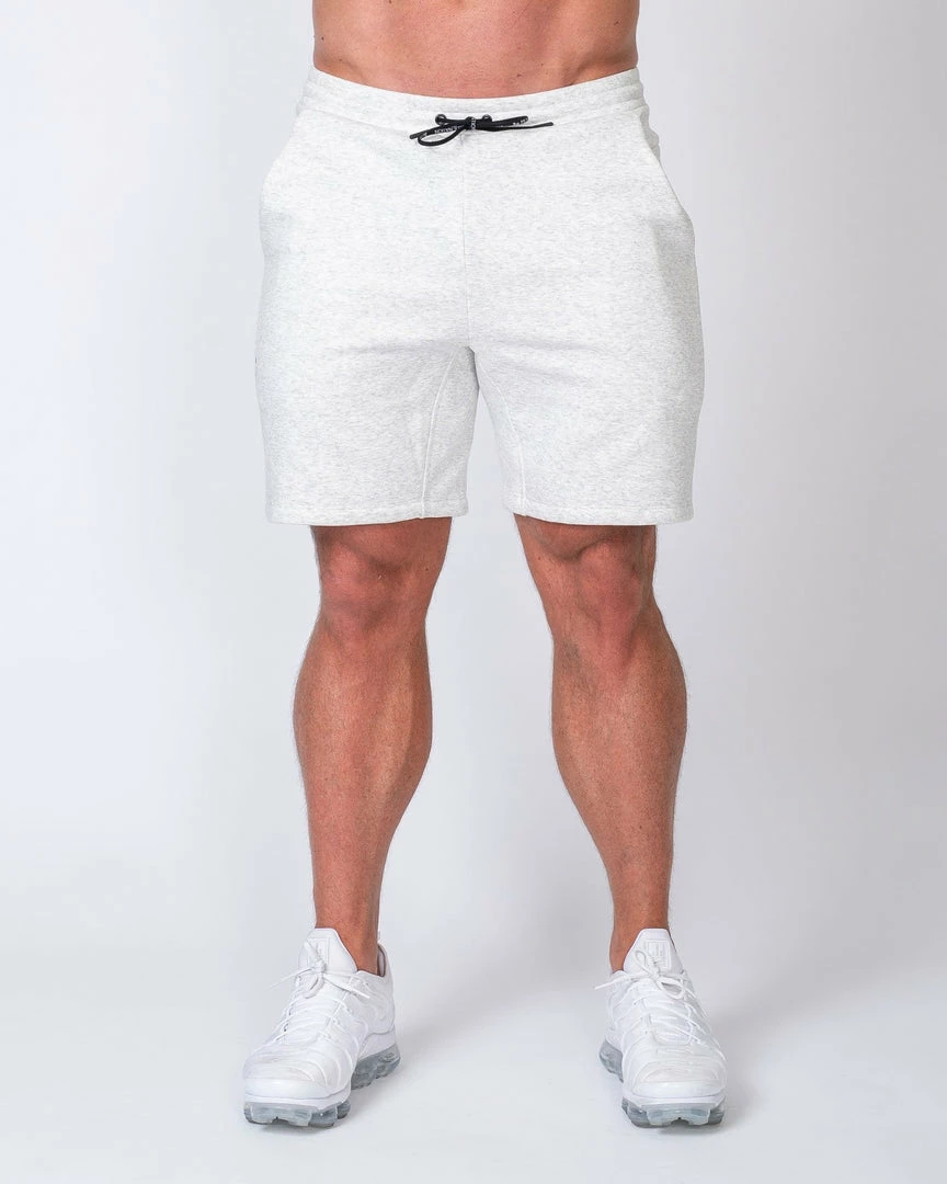 Promo 🧨 Muscle Nation Mens Casual Shorts - White Marl ❤️ 6 Muscle Nation Mens Casual Shorts - White Marl