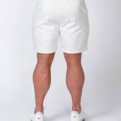 Promo 🧨 Muscle Nation Mens Casual Shorts - White Marl ❤️ 12 Muscle Nation Mens Casual Shorts - White Marl