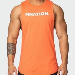 Muscle Nation Mens Drop Arm Tank - Hot Coral