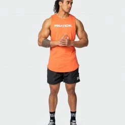 Muscle Nation Mens Drop Arm Tank - Hot Coral