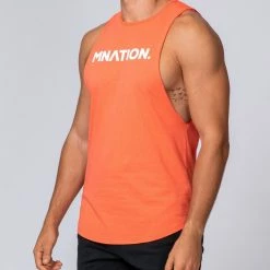 Muscle Nation Mens Drop Arm Tank - Hot Coral