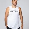 Muscle Nation Drop Arm Tank - White Mens