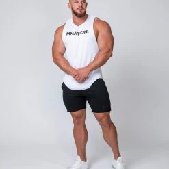 Muscle Nation Drop Arm Tank - White Mens