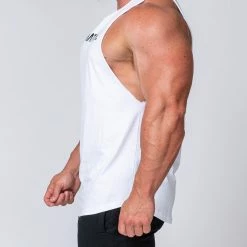 Muscle Nation Drop Arm Tank - White Mens