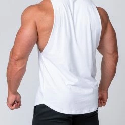 Muscle Nation Drop Arm Tank - White Mens