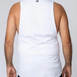 Muscle Nation Drop Arm Tank - White Mens