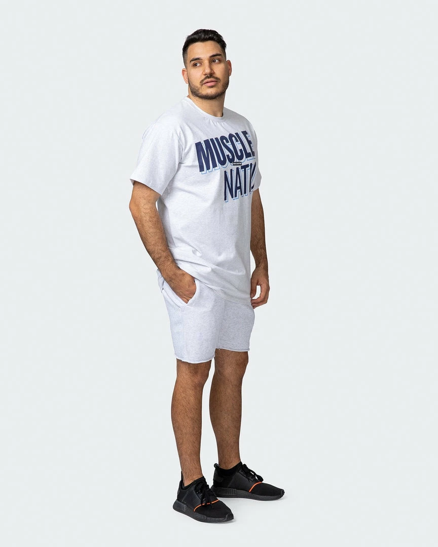 Deals 😍 Muscle Nation Duo Branded Tee - White Marl In The Limelight 🔔 9 Muscle Nation Duo Branded Tee - White Marl In The Limelight