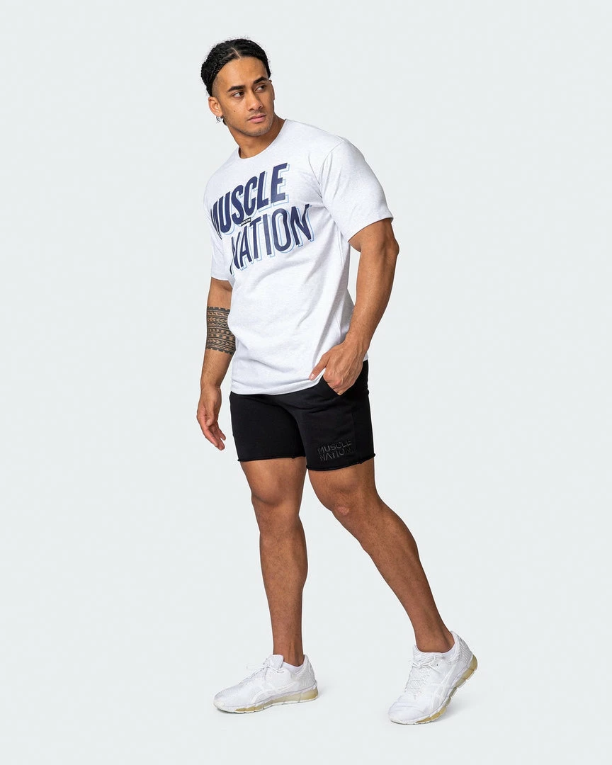 Deals 😍 Muscle Nation Duo Branded Tee - White Marl In The Limelight 🔔 10 Muscle Nation Duo Branded Tee - White Marl In The Limelight