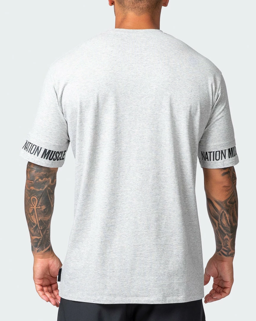 Budget ๐ Muscle Nation Exceptional Dual Tee - Light Grey Marl ๐ฅ 8 Muscle Nation Exceptional Dual Tee - Light Grey Marl