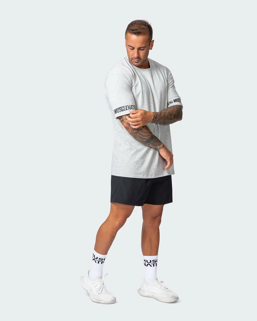 Budget ๐ Muscle Nation Exceptional Dual Tee - Light Grey Marl ๐ฅ 9 Muscle Nation Exceptional Dual Tee - Light Grey Marl