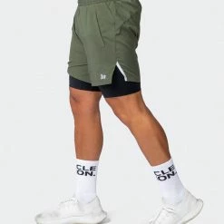 Muscle Nation Max Distance Shorts - Dark Khaki 30% EOFY SALE