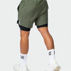 Muscle Nation Max Distance Shorts - Dark Khaki 30% EOFY SALE