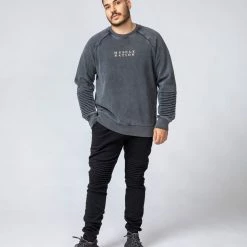 Muscle Nation Moto Vintage Pullover - Washed Black Winter